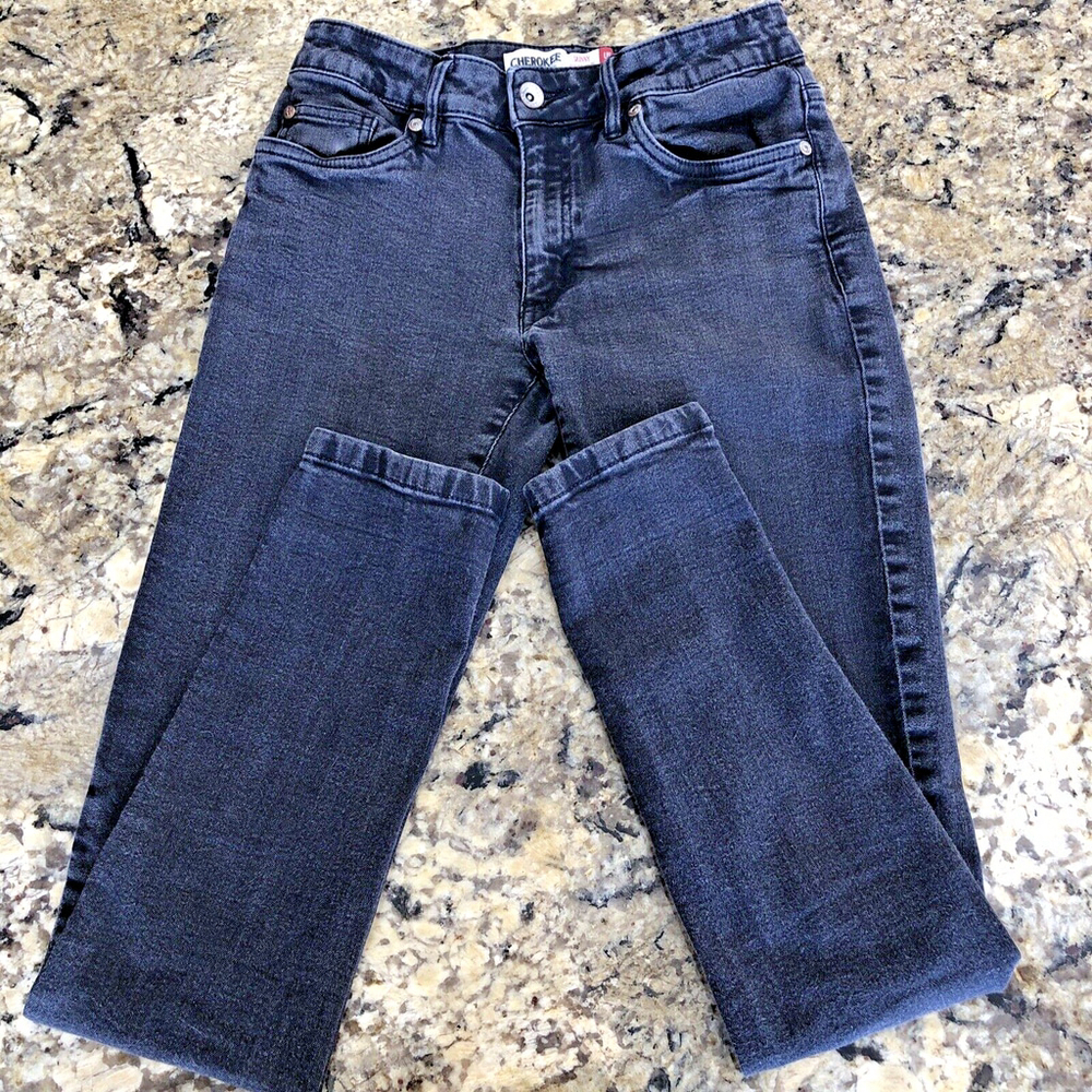 Size 6 X 27.5 Cherokee Womens Jeans Skinny Stretchy Black